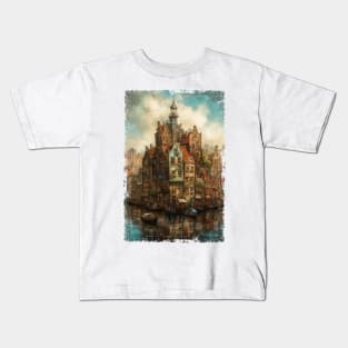 Steampunk Amsterdam Skyline Kids T-Shirt